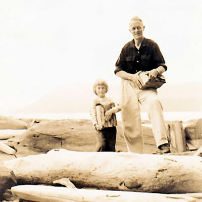 Susan Musgrave with father in 1955